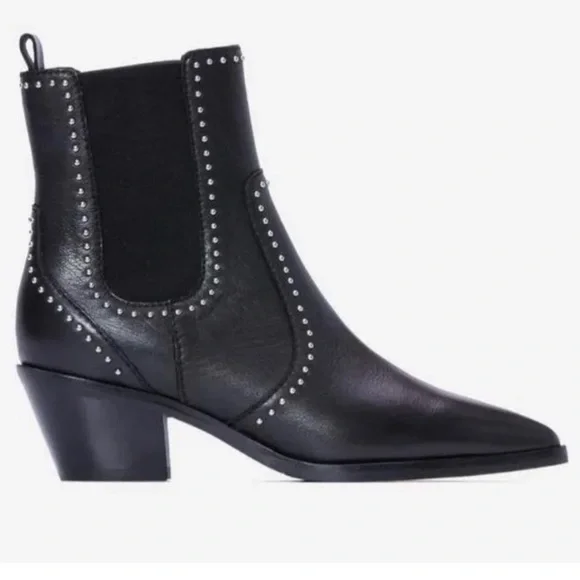 🛍️Paige Willa Black Studded Western Chelsea Boots Black Pointed Toe 10.5/11 - Picture 1 of 9